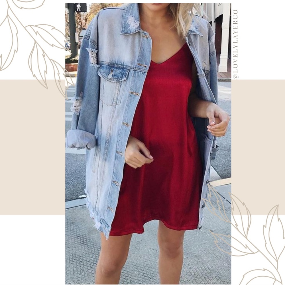 NWT Love Riche Red Criss Cross Back Slip Dress